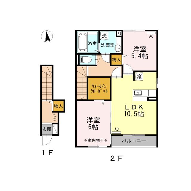 D-ROOM シーダV(2LDK/2階)の間取り写真