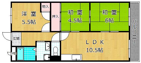 グリーンルーフコート(3LDK/3階)の間取り写真