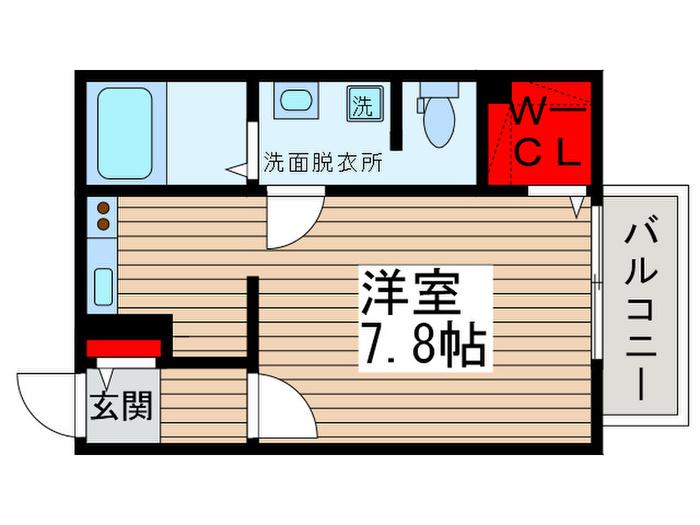 メルヘンアライ1号館(ワンルーム/2階)の間取り写真