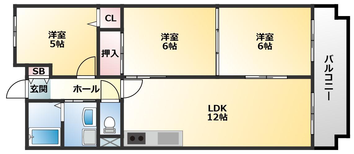 ハイグレード志紀(3LDK/3階)の間取り写真