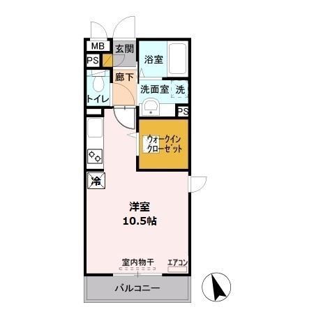 ロイヤル三郷(ワンルーム/1階)の間取り写真