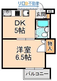 ヴィラ松島(1DK/5階)の間取り写真