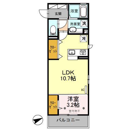 ブラスガーデン(1LDK/3階)の間取り写真