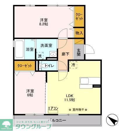 スプリングフォレストA(2LDK/2階)の間取り写真