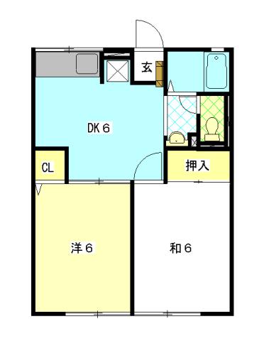 カンボリ(2DK/1階)の間取り写真