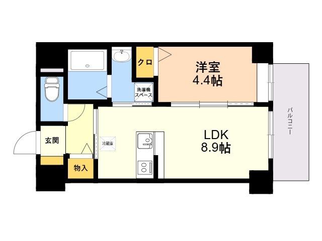 セラヴィ箱崎(1LDK/4階)の間取り写真