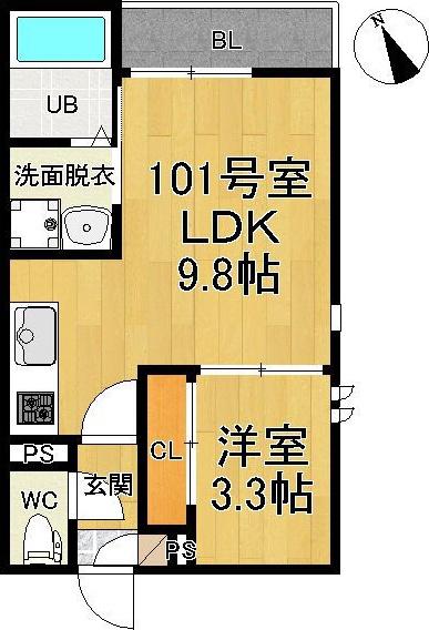 GRANDTIC ROXA(1LDK/1階)の間取り写真
