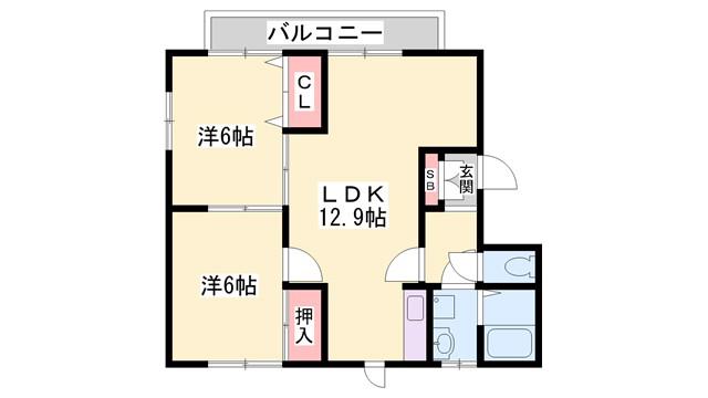 アルコラカーサ町坪II(2LDK/2階)の間取り写真