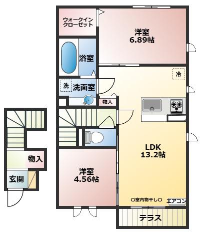 リヴェール(2LDK/2階)の間取り写真