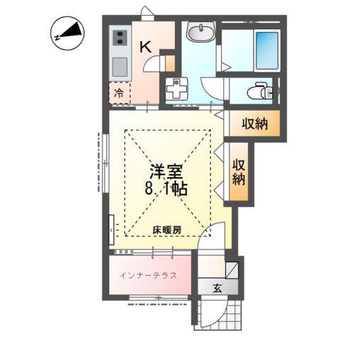 ラ・ソア 新川(1K/1階)の間取り写真