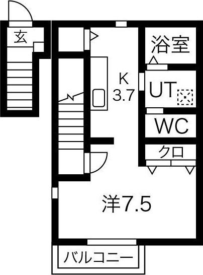 サンクレールB棟(1K/2階)の間取り写真