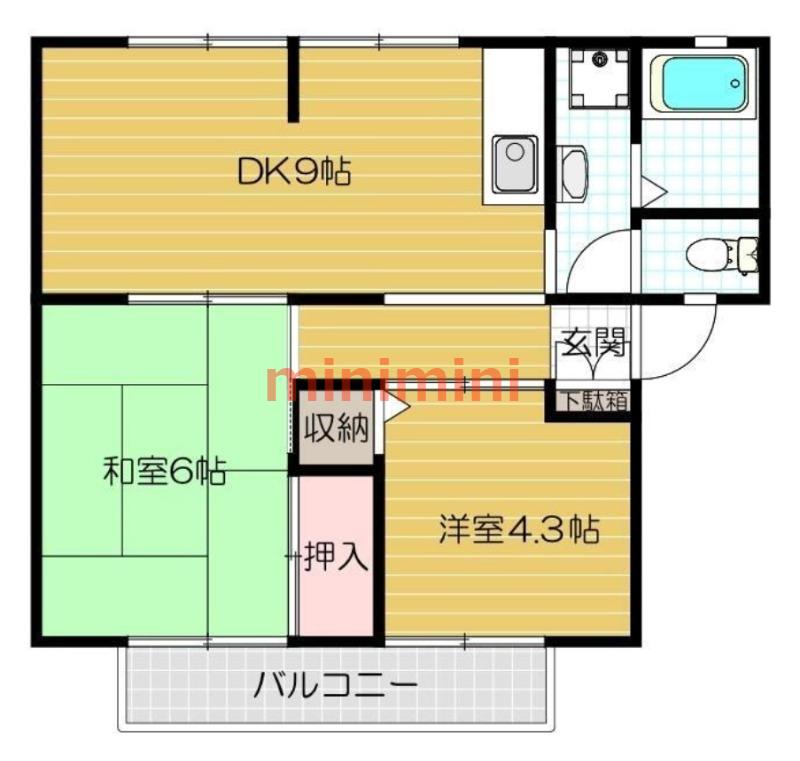 ウィンディアはむろ(2LDK/2階)の間取り写真