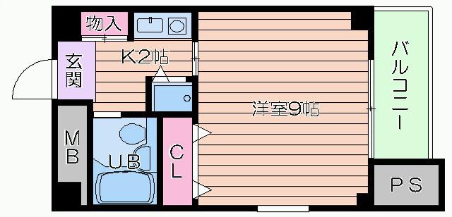 ゴックス南森町(1K/6階)の間取り写真