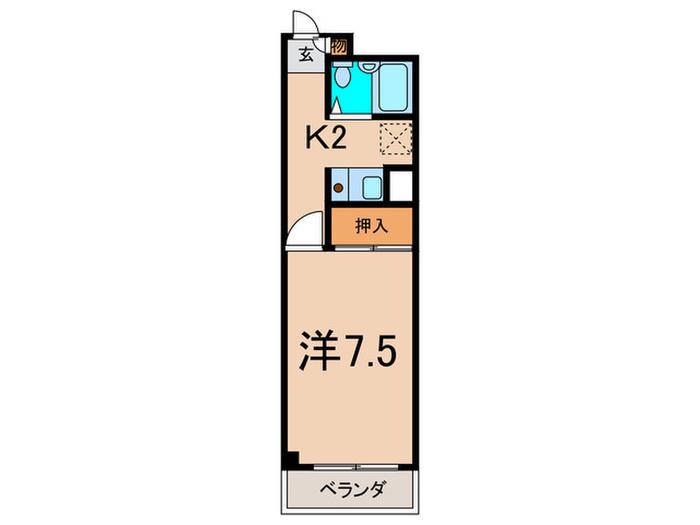 アサヒピアハイム二子新地(1K/3階)の間取り写真