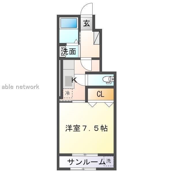 ＪＲ白新線 大形駅 徒歩43分 2階建 築12年(1K/1階)の間取り写真