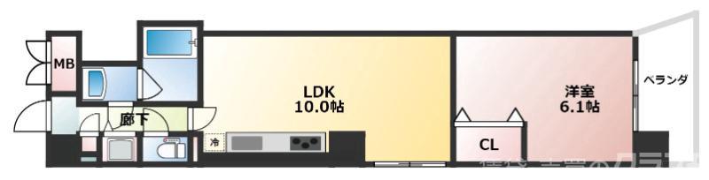 ルヴェール新大阪(1LDK/4階)の間取り写真