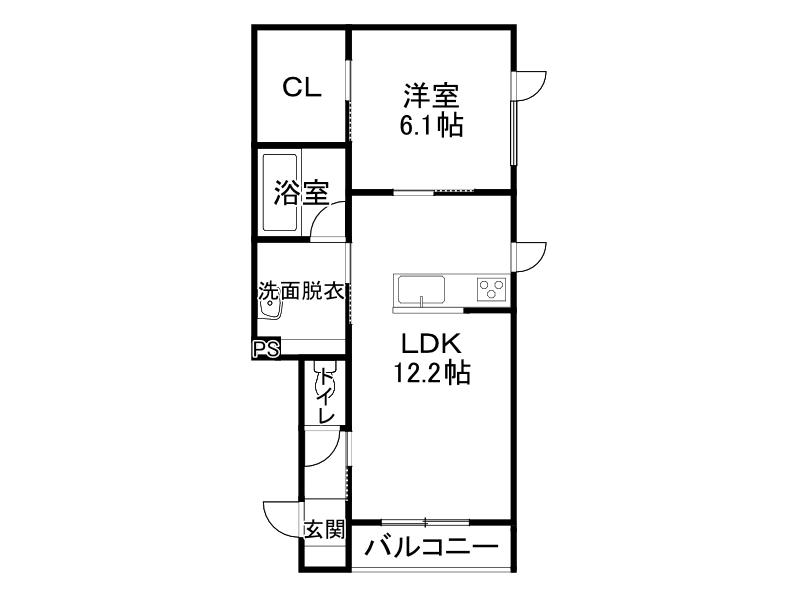 TW515(1LDK/2階)の間取り写真