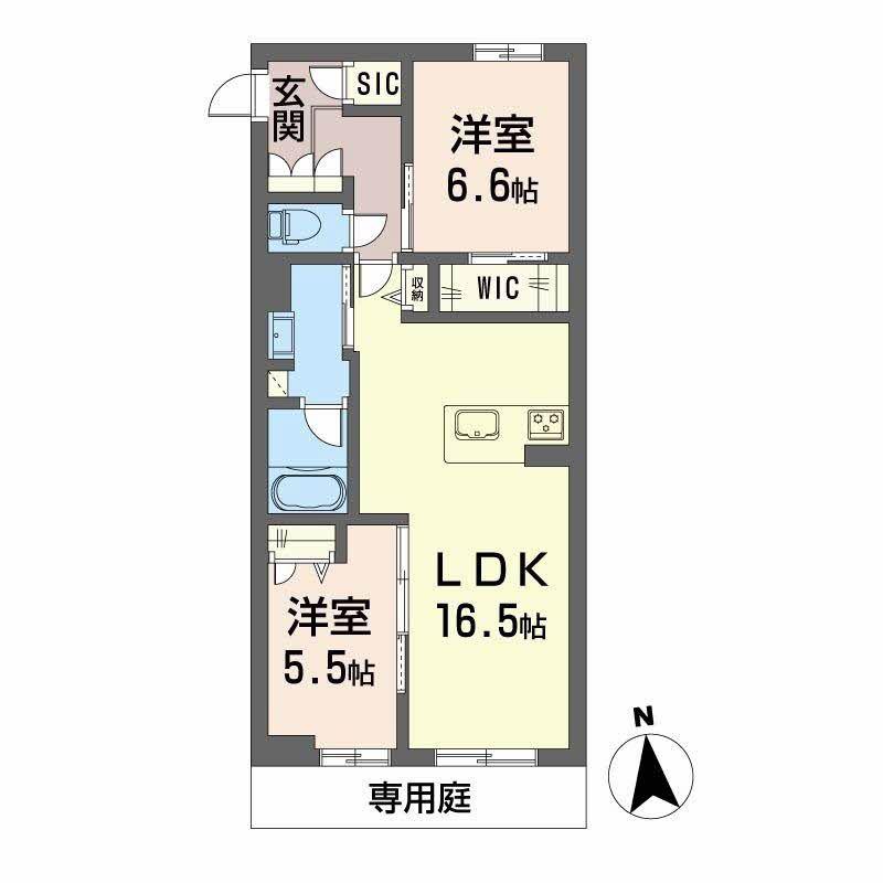 シャーメゾンレジデンス夜明(2LDK/1階)の間取り写真
