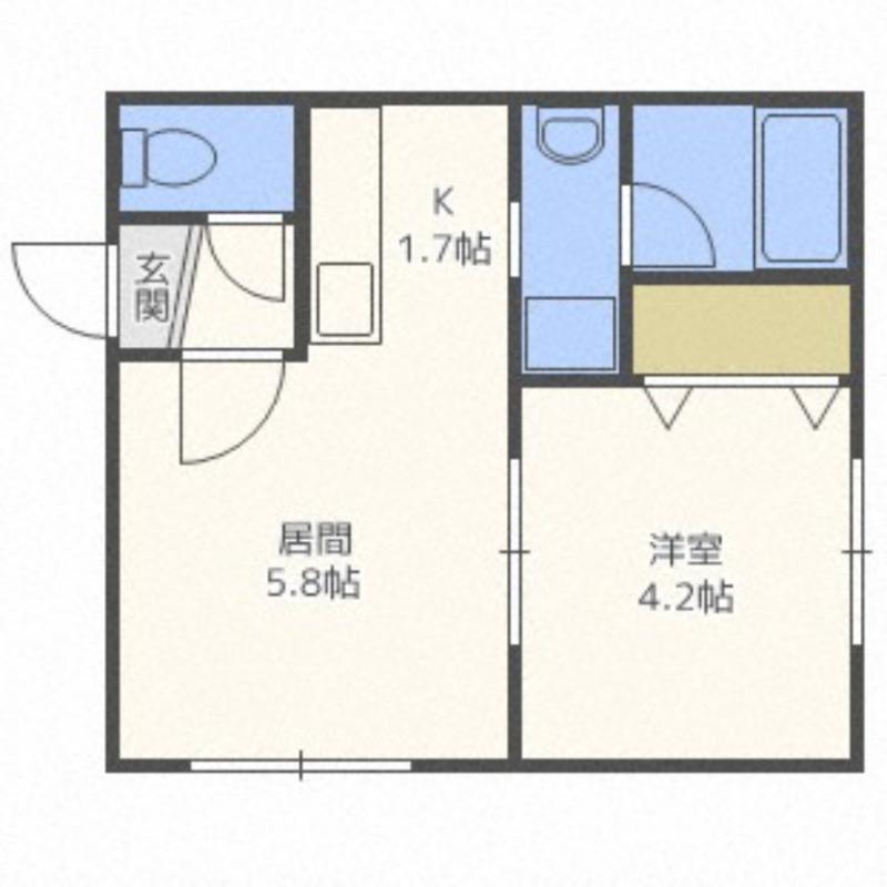 アズーリ中の島壱番館(1LDK/1階)の間取り写真