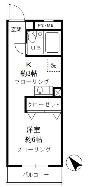 昭島コートエレガンスE(1K/3階)の間取り写真