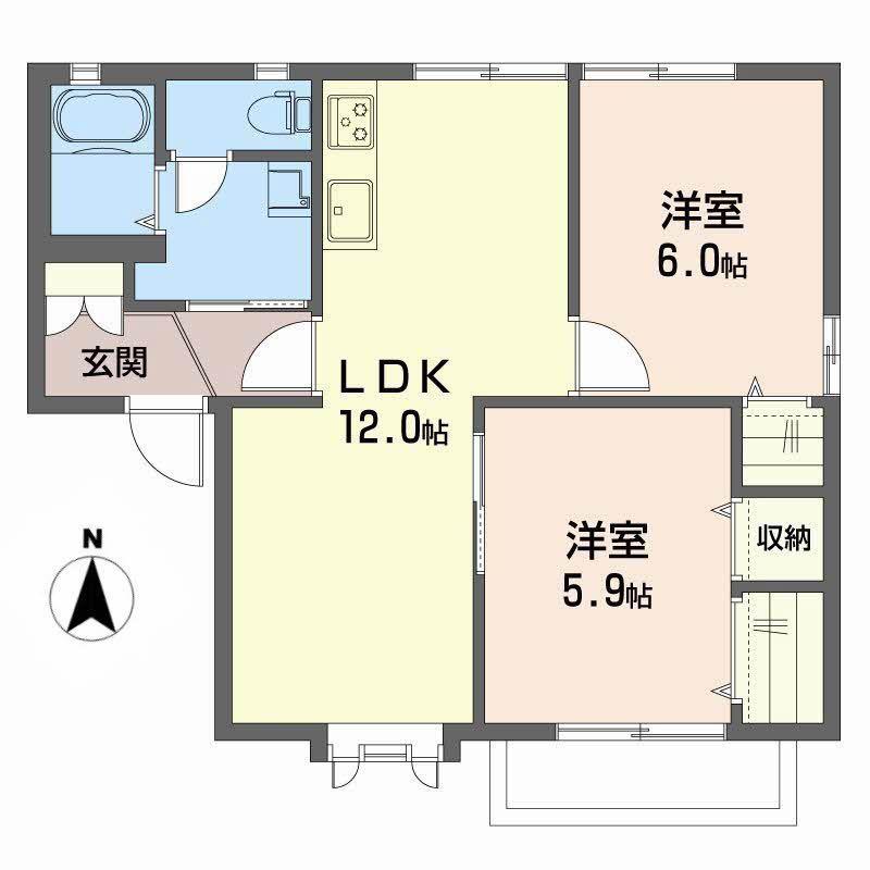 ウエストフィールドG(2LDK/2階)の間取り写真