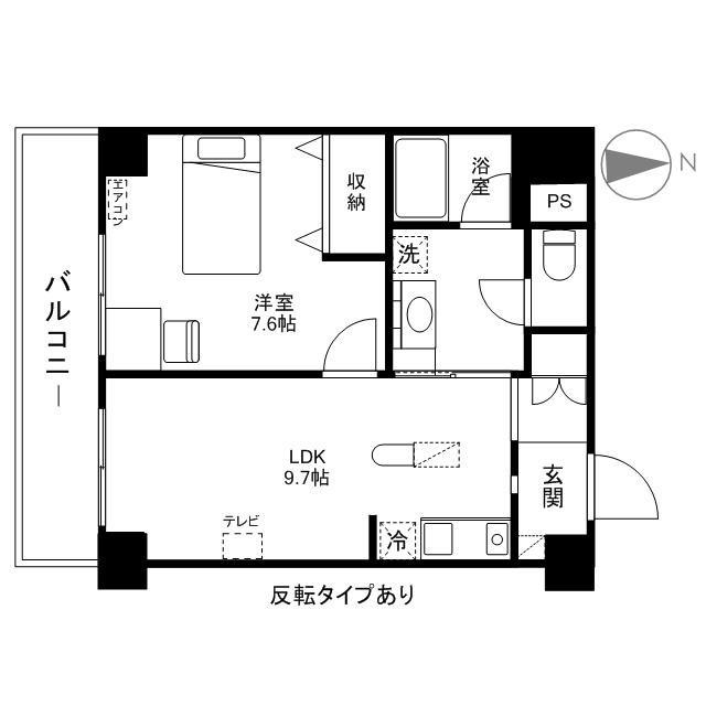 グランディオーゼナガノ(1LDK/9階)の間取り写真