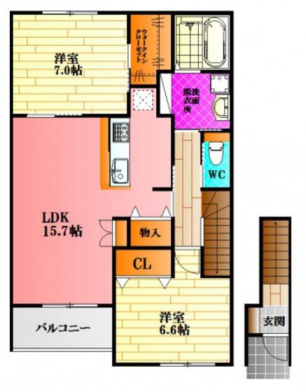 アイリスC(2LDK/2階)の間取り写真