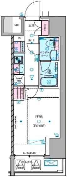 GENOVIA金町(1K/7階)の間取り写真
