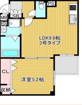 URBAN COURT FUSE(1LDK/4階)の間取り写真