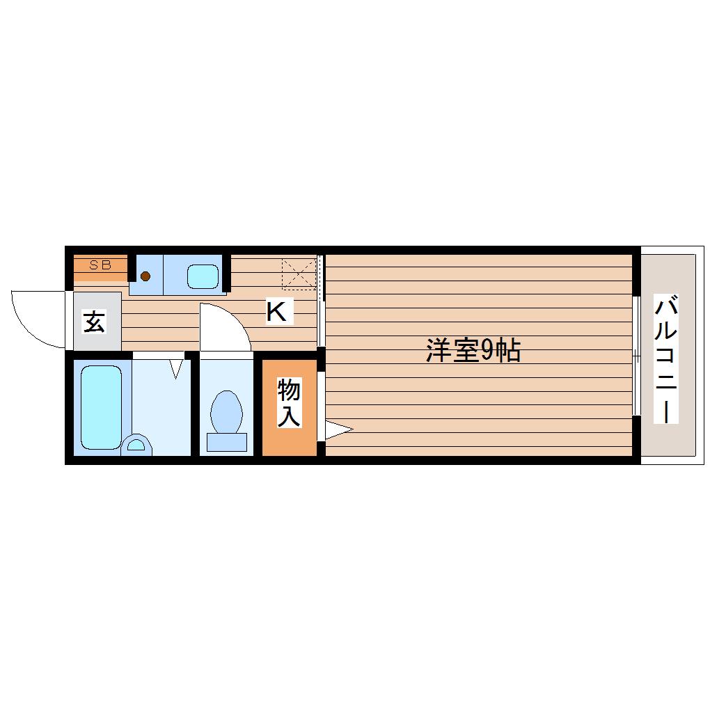 ライフ台原B棟(1K/1階)の間取り写真