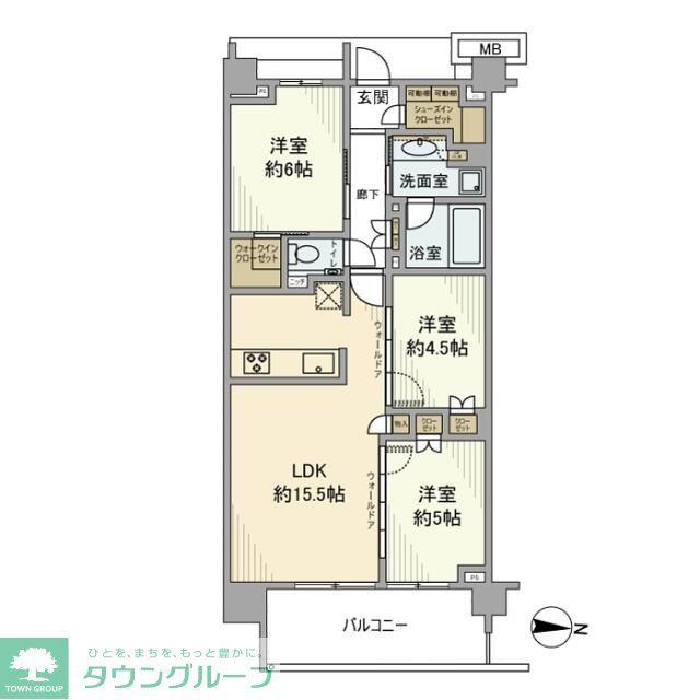 プラウド新丸子エアリーコート(3LDK/5階)の間取り写真