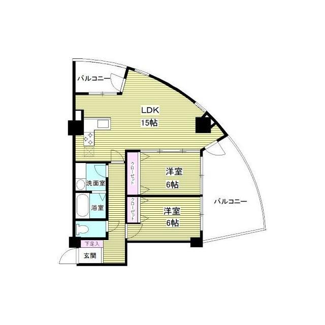 クリスタルタワー(2LDK/7階)の間取り写真