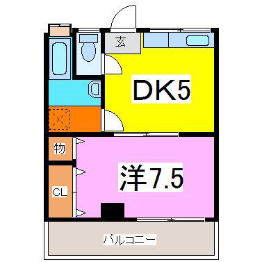 一ハイツ(1DK/3階)の間取り写真