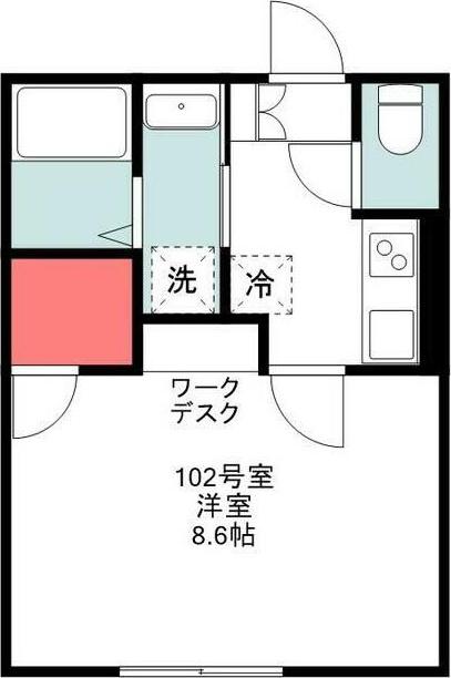 木もれ陽の丘MONREFUGE青葉台(1K/1階)の間取り写真