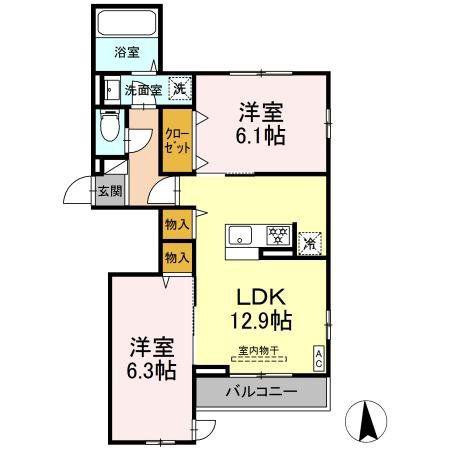 ブリーズコースト(2LDK/2階)の間取り写真