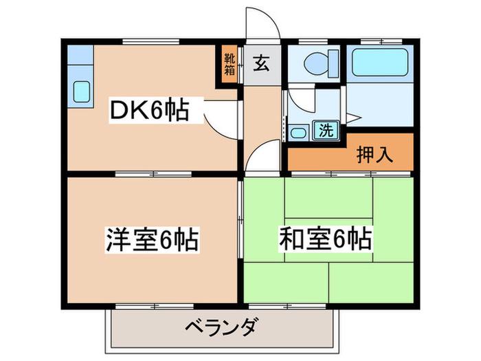 サンライズ杉久保2(2DK/1階)の間取り写真