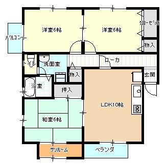 サニーコート長坂(3LDK/2階)の間取り写真
