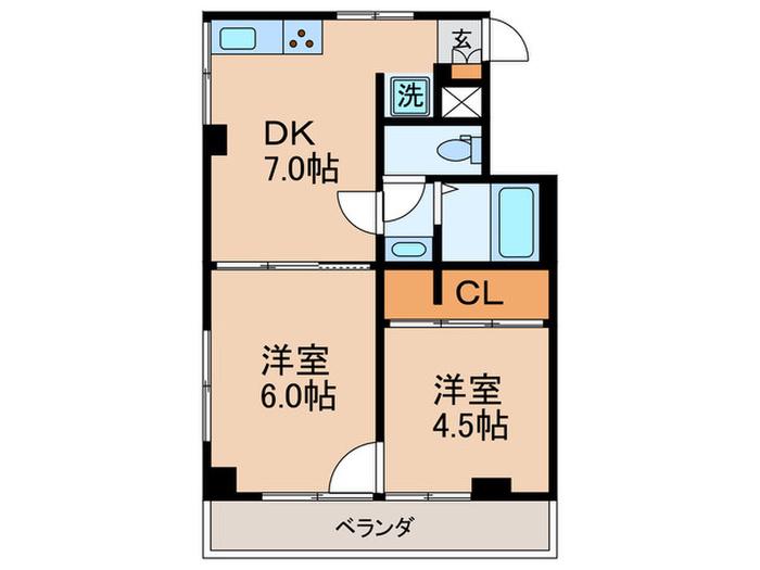 メゾン千石(2DK/4階)の間取り写真