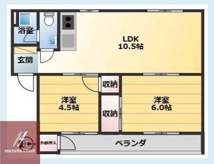東田マンション(2LDK/4階)の間取り写真