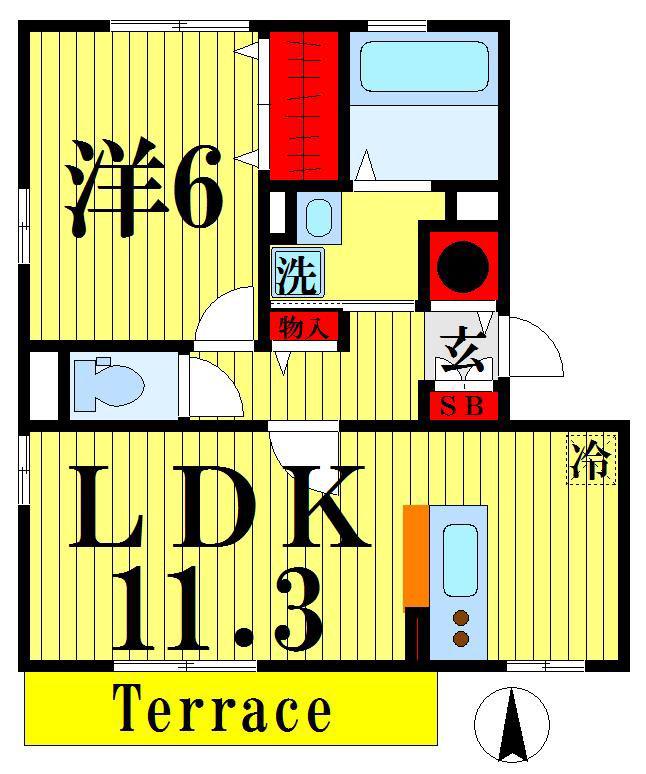 PRIMAVERA(1LDK/1階)の間取り写真