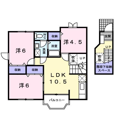 エスポワール21(3LDK/2階)の間取り写真
