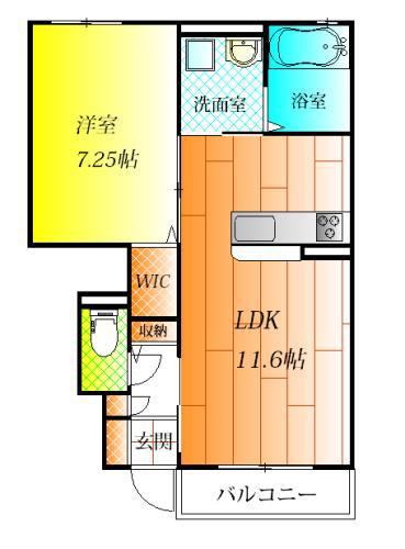 WING弐番館(1LDK/1階)の間取り写真