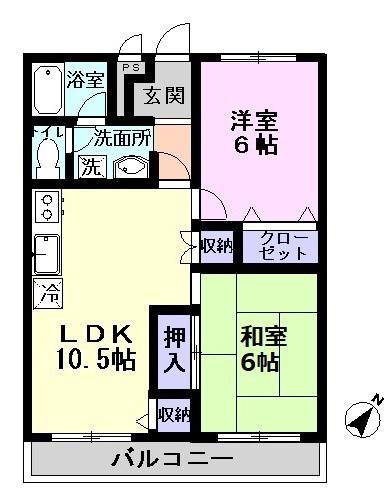 メゾン相川(2LDK/1階)の間取り写真