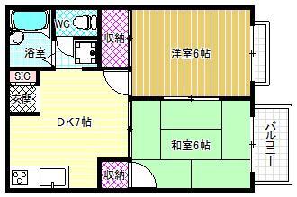 フェリスマンションII(2DK/2階)の間取り写真