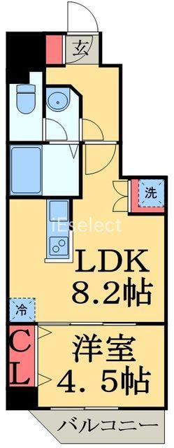 LA VITA(1LDK/8階)の間取り写真