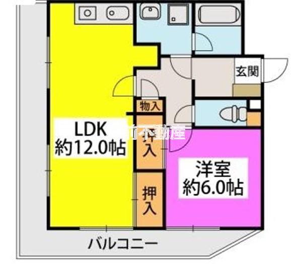 プリンスマンション五条(1LDK/2階)の間取り写真