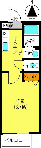 パサニアコート(1K/1階)の間取り写真