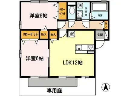 フローレンスサクラ(2LDK/1階)の間取り写真