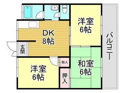 緑町ハイツ(3DK/3階)の間取り写真