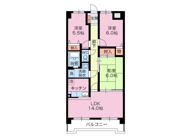 エストワン(3LDK/3階)の間取り写真